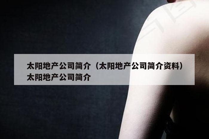 太阳地产公司简介（太阳地产公司简介资料）太阳地产公司简介